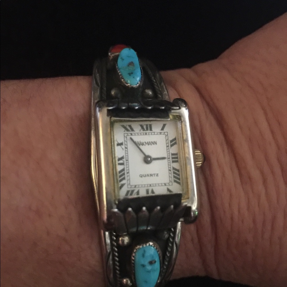 Sterling silver and turquoise watch cuff
